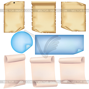 Набор листов бумаги - векторное изображение
