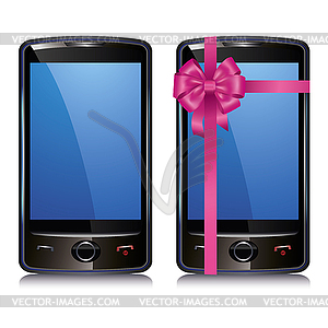 Set of two touch screen smart phone - vector image