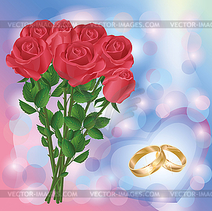 Свадебные приветствия или приглашения карты с красными розами - цветной векторный клипарт