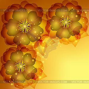 Invitation or greeting card with golden flowers - vector clipart