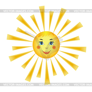 Cartoon smiling sun - vector image