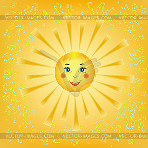 Cartoon smiling sun - vector clip art