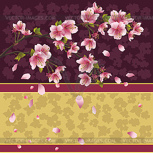 Background with sakura branch - Japanese cherry tree - royalty-free vector clipart