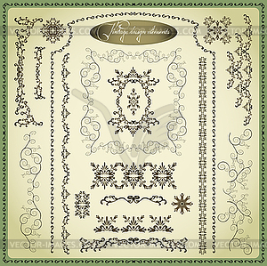 Big set of decorative design elements, vintage - vector clipart