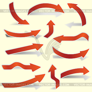 Set of red paper arrows - vector clipart