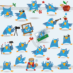 Big Funny cartoon birds collection - vector clip art