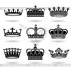 Vintage crowns set - vector clipart