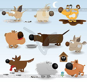 Funny dogs set - vector image