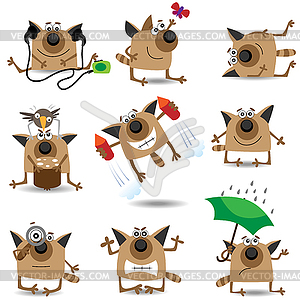 Funny cats set - vector clipart