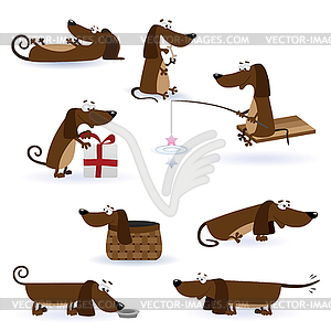 Funny dogs set - vector image