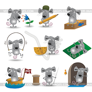 Funny mice set - vector image