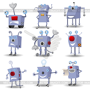 Funny robots set - vector EPS clipart