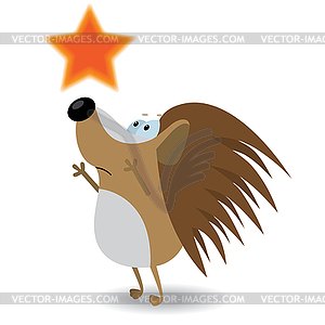 Hedgehog reach for star - vector clipart