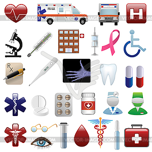 Medical and hospital icons set - vector clipart