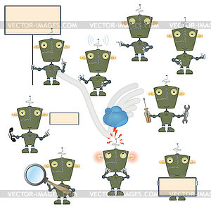 Military robot set - vector clipart