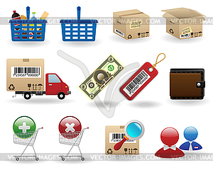 Shopping icons set - stock vector clipart