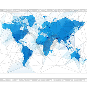 Карта мира с крупнейшими городами - векторное изображение EPS