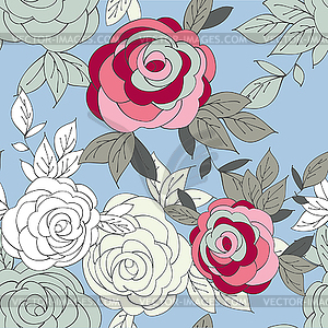 Pink peony flower seamless pattern - vector clipart