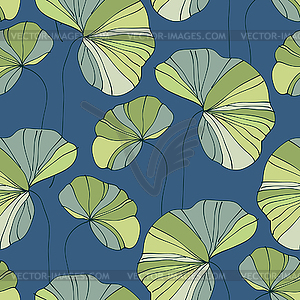 Waterlily seamless flower tropical pattern - vector image