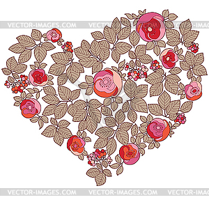 Valentine heart in floral style - vector image