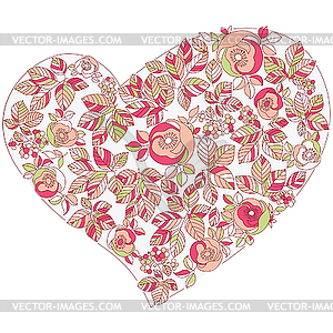 Valentine heart in floral style - vector clipart