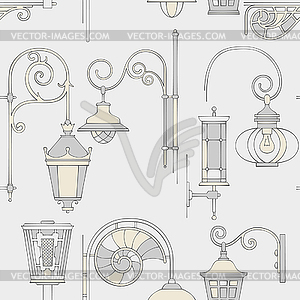 Street lantern seamless pattern - vector image