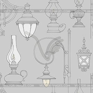 Vintage lamp seamless pattern - vector clipart