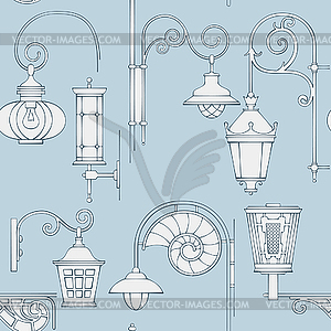 Street lantern seamless pattern - vector clip art