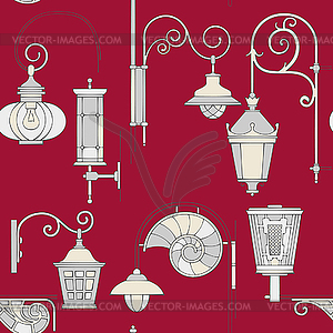 Street lantern seamless pattern - royalty-free vector clipart