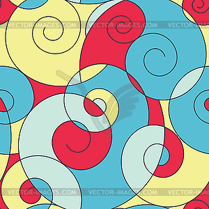 Colorful spirals seamless pattern - vector clipart