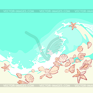 Seashells seamless texture pattern - vector clipart