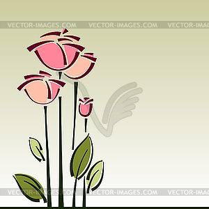 Stylized roses flower cart, background - vector image