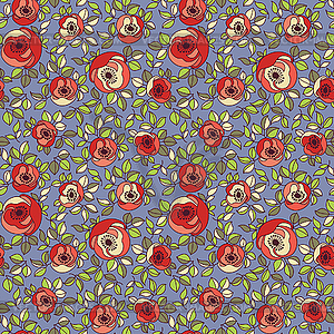 Vintage multicolor roses seamless pattern - vector clipart