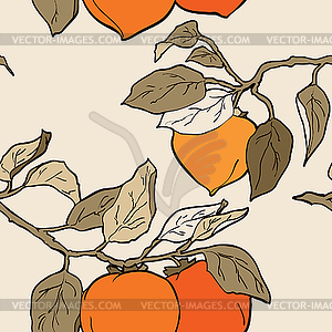 Seamless pattern of orange persimmon - vector clipart / vector image