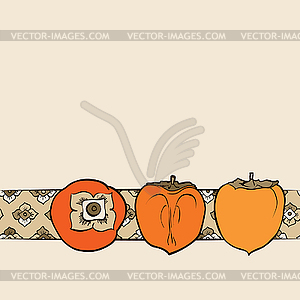 Seamless pattern of orange persimmon - vector clipart