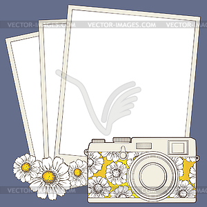 Vintage photo camera with vignette - vector clipart