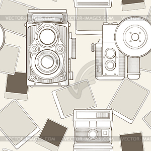Vintage seamless pattern with camera - royalty-free vector clipart