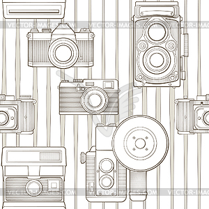 Vintage seamless pattern with camera - vector image