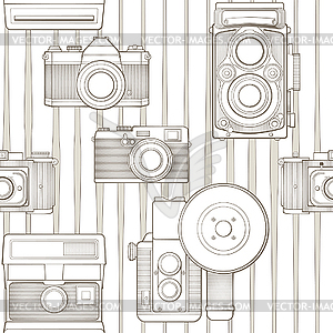 Старинные бесшовные шаблон с камерой - стоковое векторное изображение