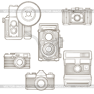 Старинные фотоаппараты установлены. - изображение в формате EPS