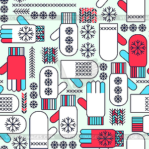 Winter mittens snowflake seamless pattern - vector EPS clipart