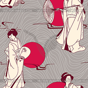 Of traditional Japanese Geisha seamless pattern - vector image