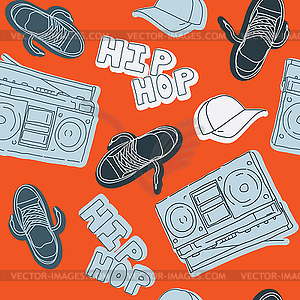 Hip hop music seamless pattern - vector clipart