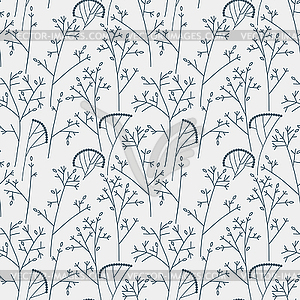 Seamless pattern with trees and branches - vector clipart