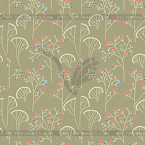 Abstract trees seamless pattern background - vector clip art