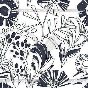 Vintage floral seamless pattern with flowers - vector clipart