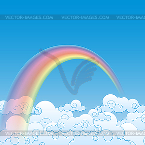 Colorful Rainbow With Cloud, - vector clip art