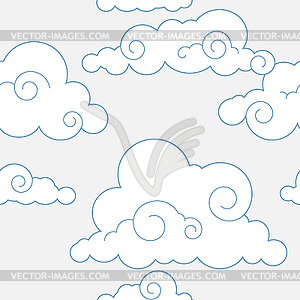 Seamless stylized clouds pattern - vector clipart