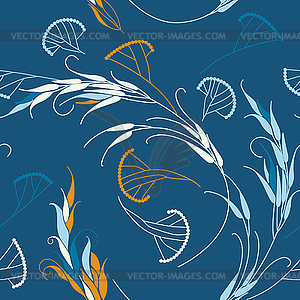 Cereals and grass. Seamless pattern.  - vector clipart
