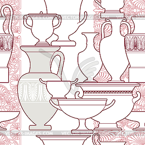 Ceramic Ethnic national Greek style seamless pattern - vector image